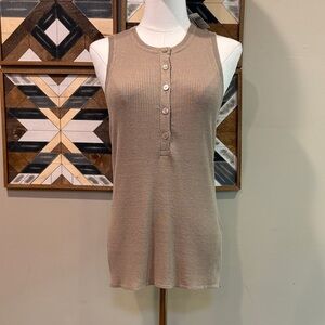 Ralph Lauren Collection Vintage Sleeveless Linen Blend Ribbed Sweater Top Large